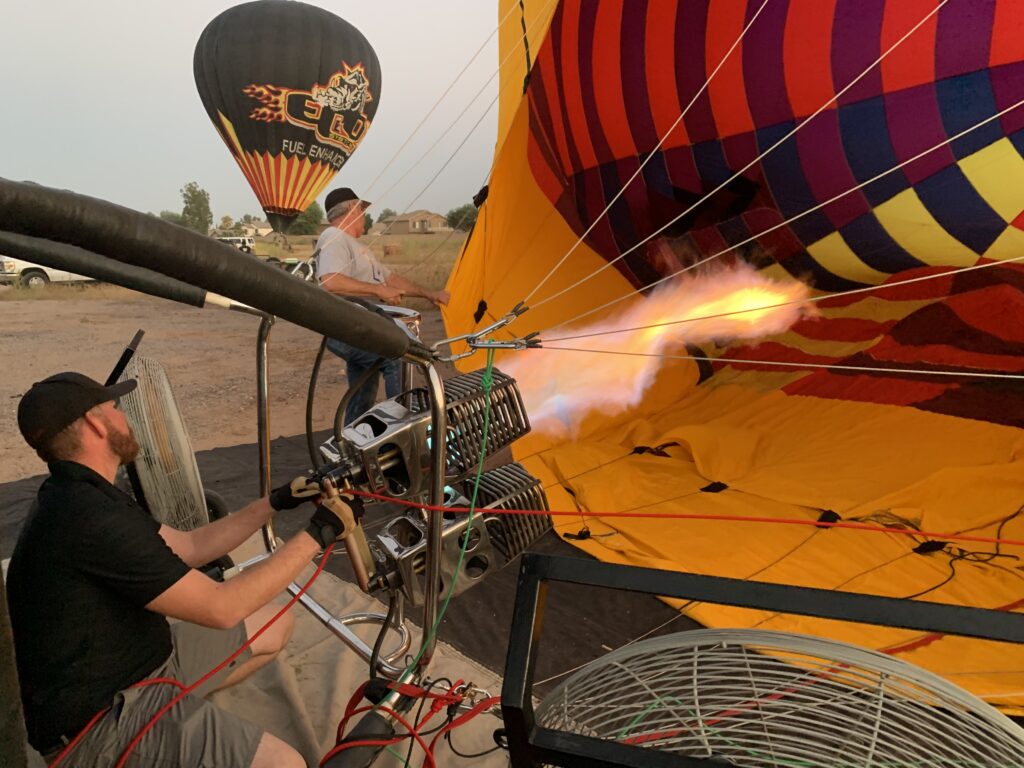 Pilot Taylor Inflating a Hot Air Balloon